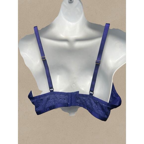 Savage X Fenty Royal Blue Sheer Lace Triangle Bralette Small | Wireless Festival - Picture 3 of 5